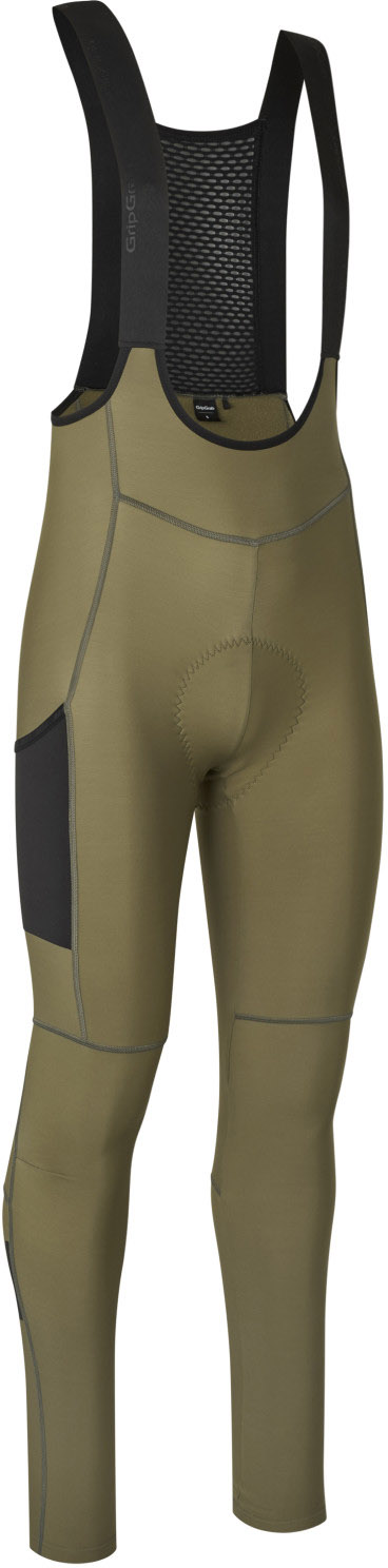 GripGrab PACR Thermo cykelbibs - Olivengrøn tilbud!