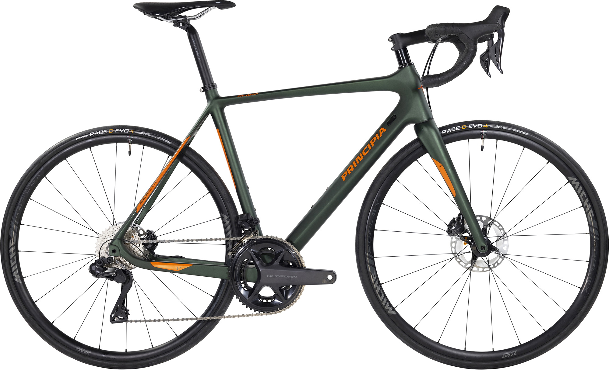 Principia Road Carbon 105 2026 - DI2 2x12sp 2026 - Mat Grøn m. Orange 5707965318472