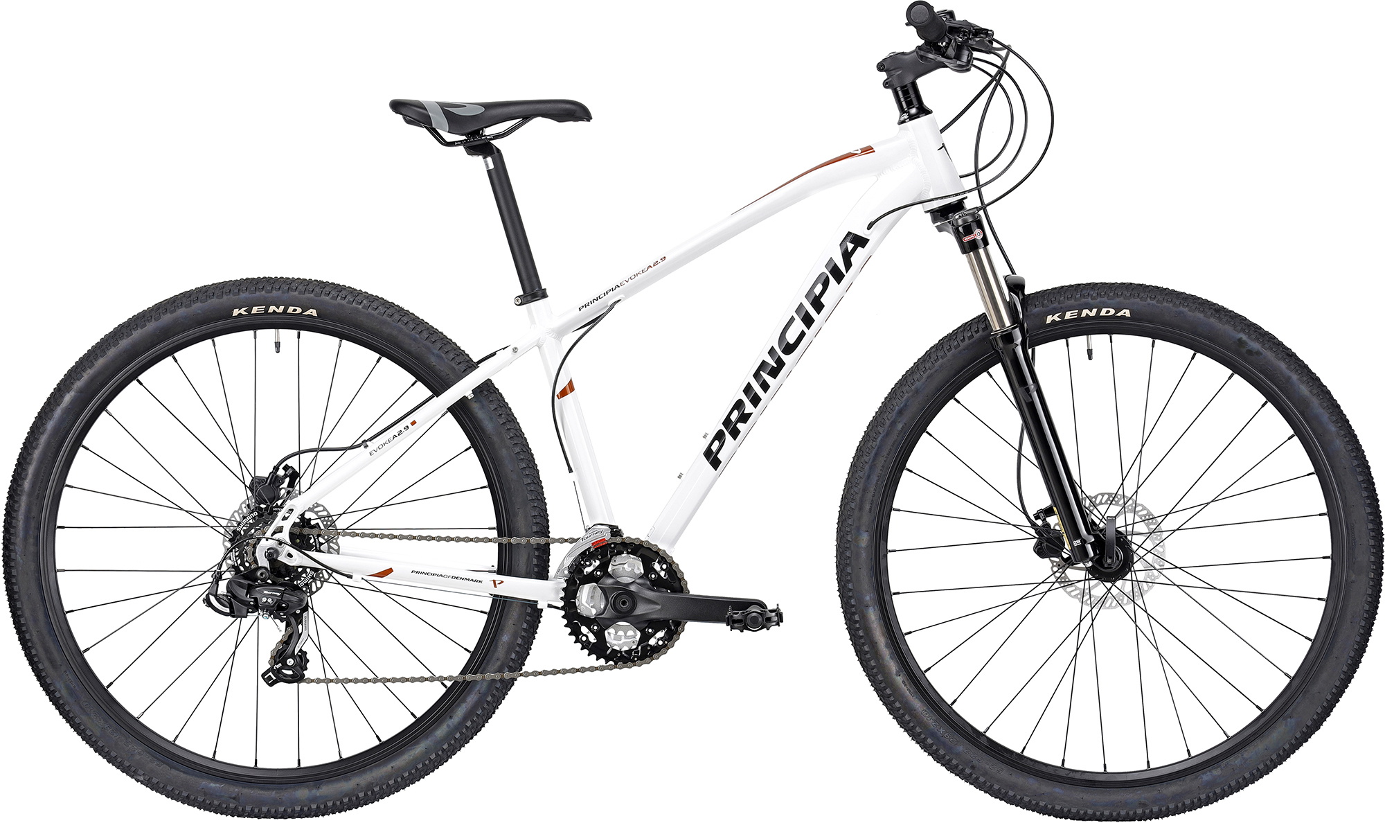 Principia MTB A2.7 27,5" Tourney 3x7sp Susp. 2026 - Hvid m. Sort 5712708011589