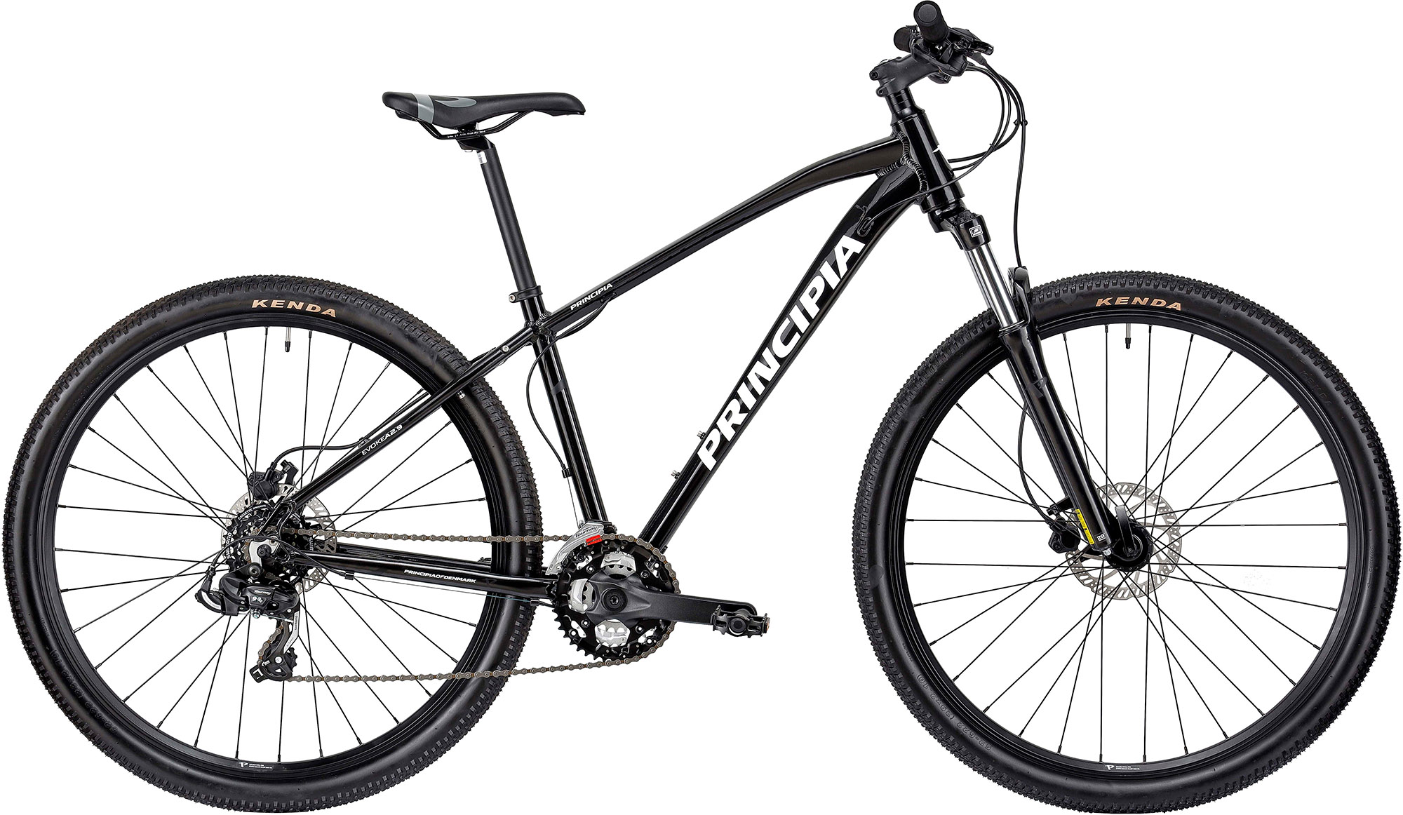 Principia MTB A2.9 29" Tourney 3x7sp Susp. 2026 - Sort m. Hvid 5712708011657