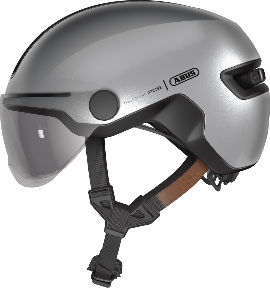 Abus Hud-Y ACE Cykelhjelm med LED Lys - Gleam Silver