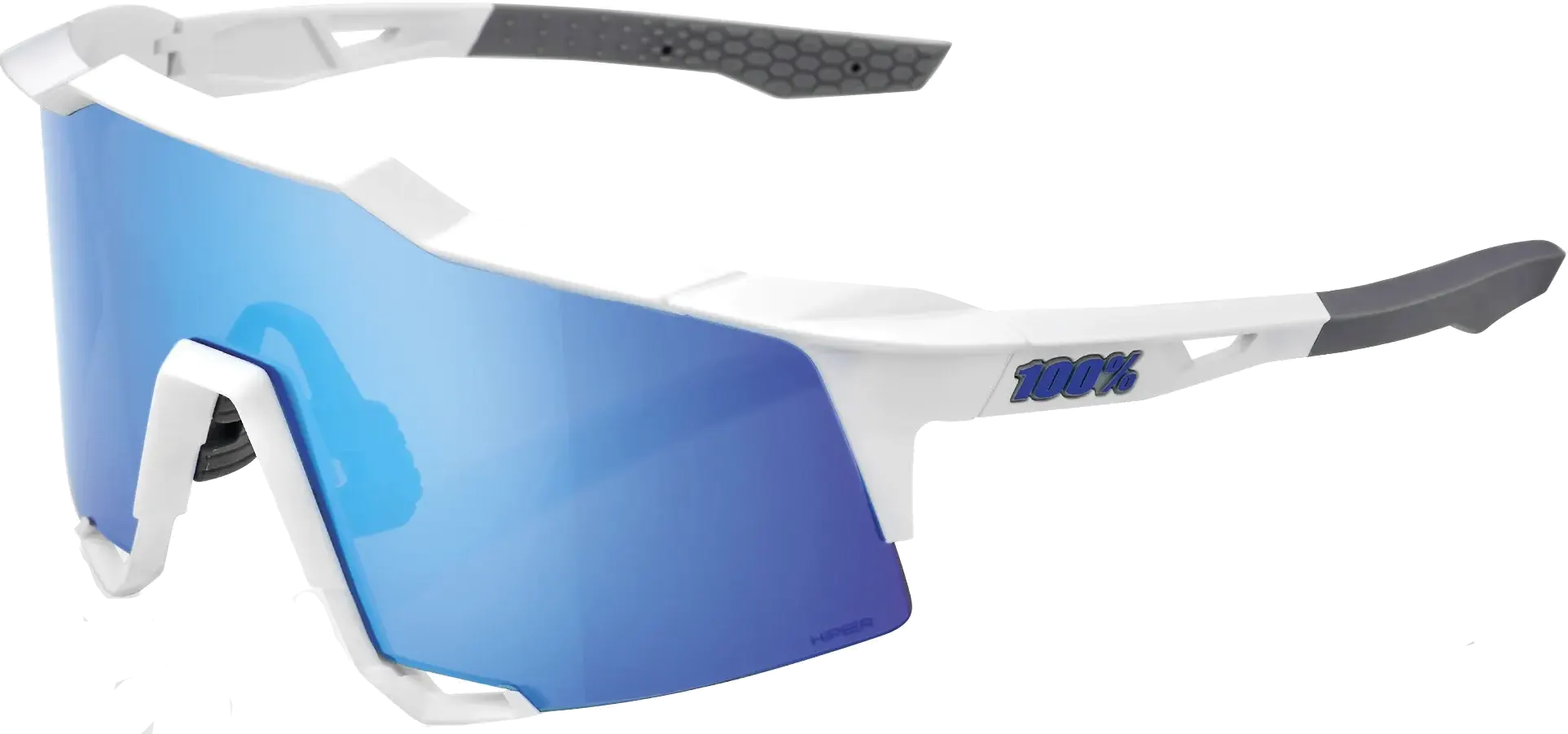 100% SPEEDCRAFT - Matte White - HiPER Blue Multilayer Mirror Lens    196261017090