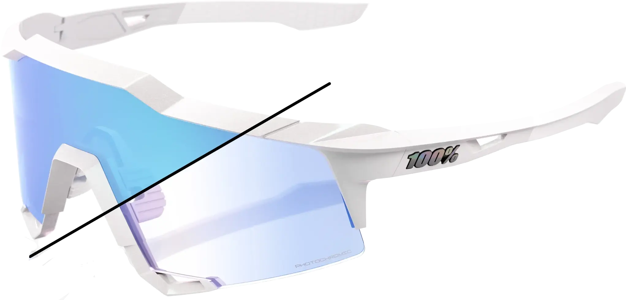 100% SPEEDCRAFT - Bastille LE - Pearl White Glitter - Blue Mirror Photochromic    196261052114
