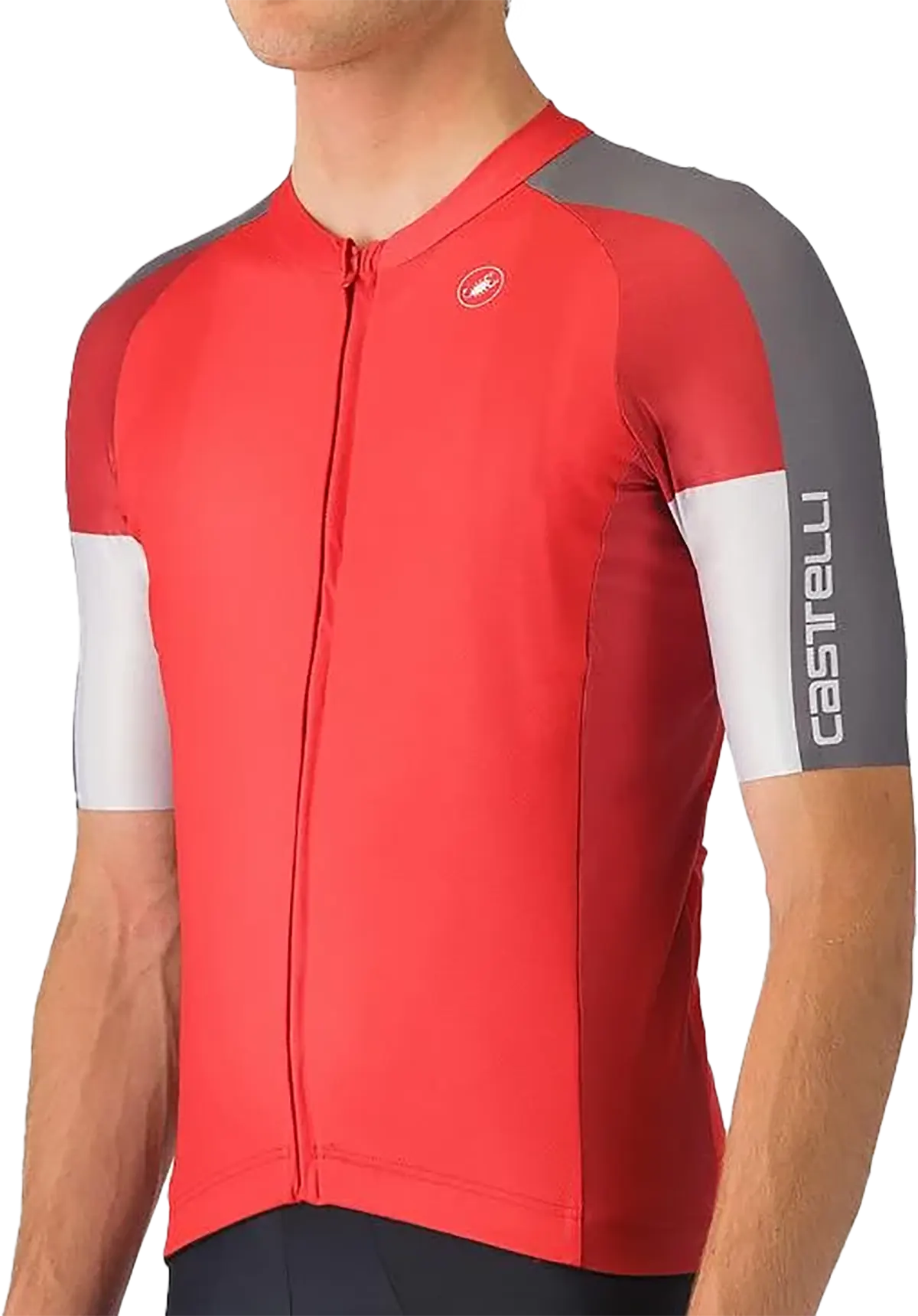 Castelli ENTRATA 6 Jersey - Red/Smoky Gray-Silver