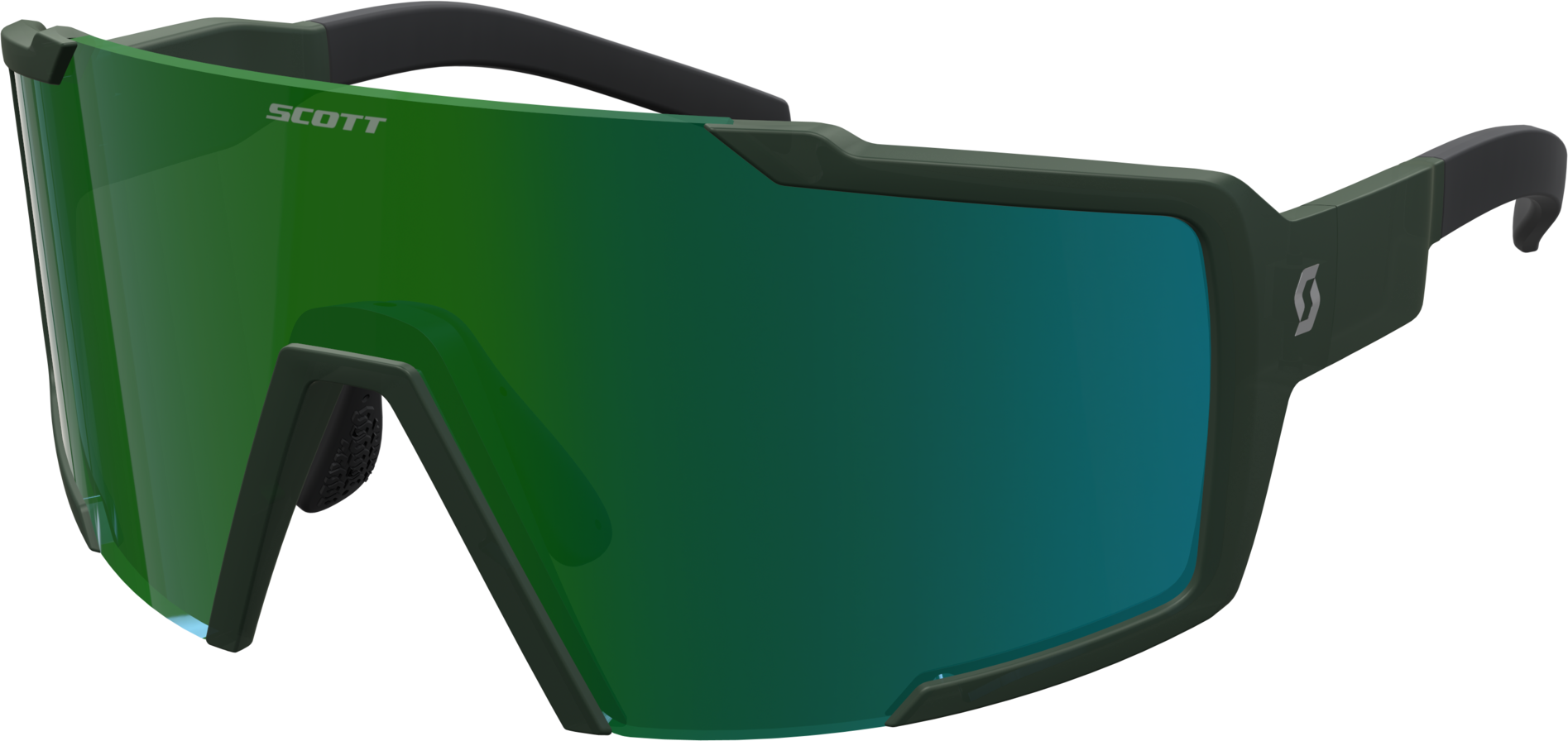 Scott Shield Cykelbrille - Kaki Green / Green Chrome    7615523806157