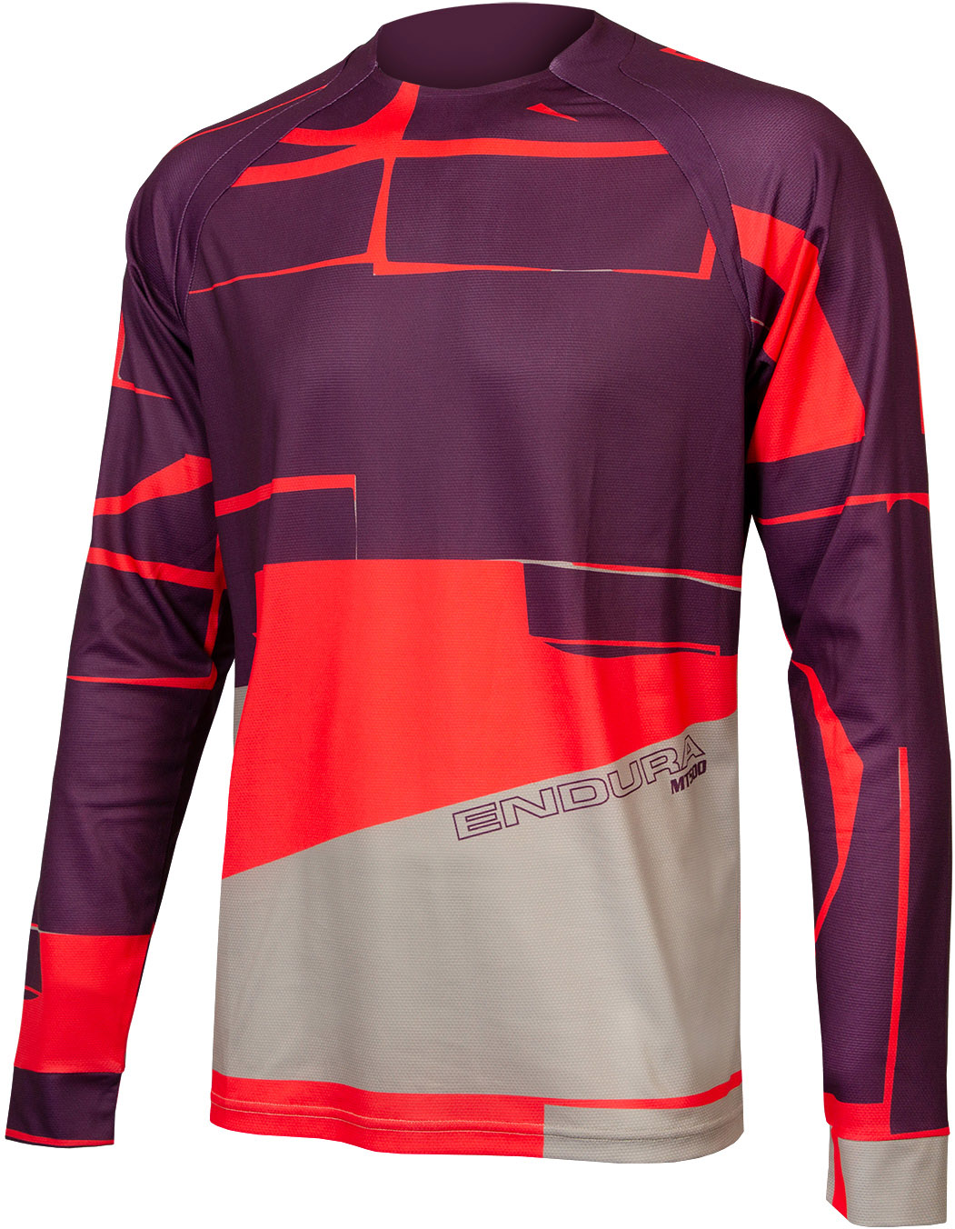 Endura MT500 L/S Print T-shirt - Lilla/Rød på tilbud!