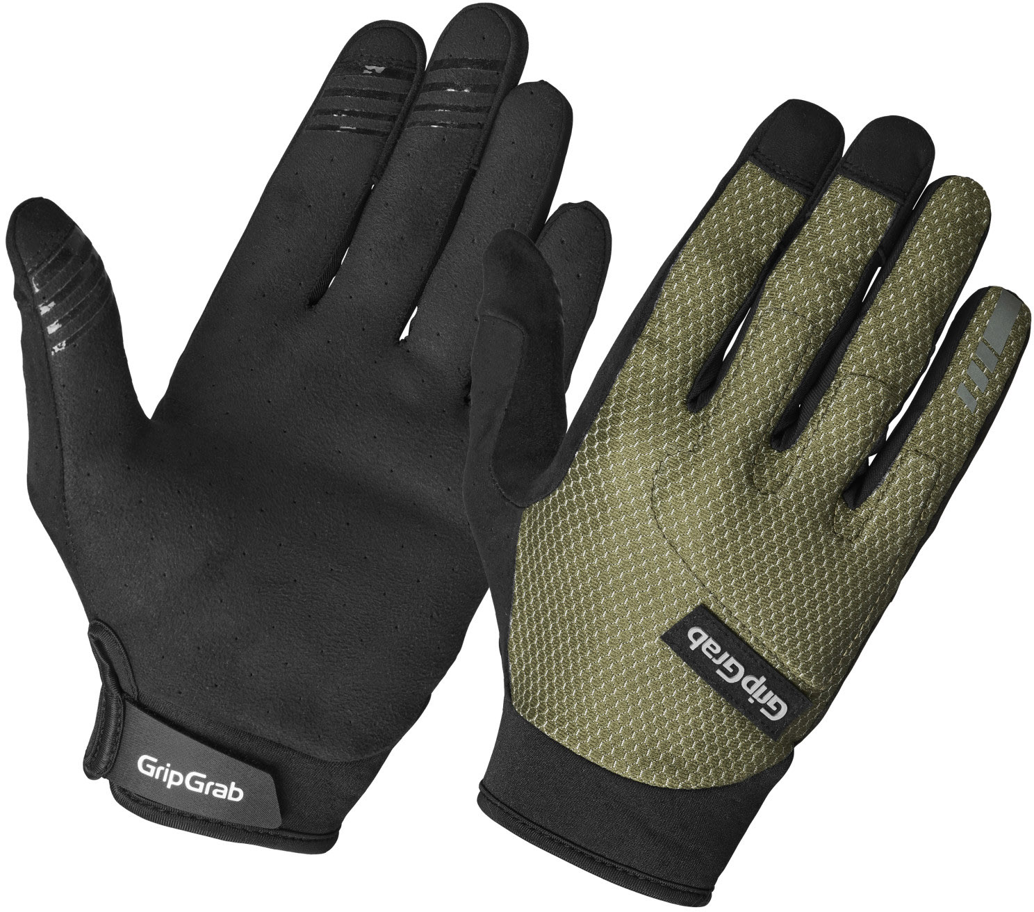 GripGrab Descent Guarded Langfingret Sommerhandsker - Olive Green    5708486032519