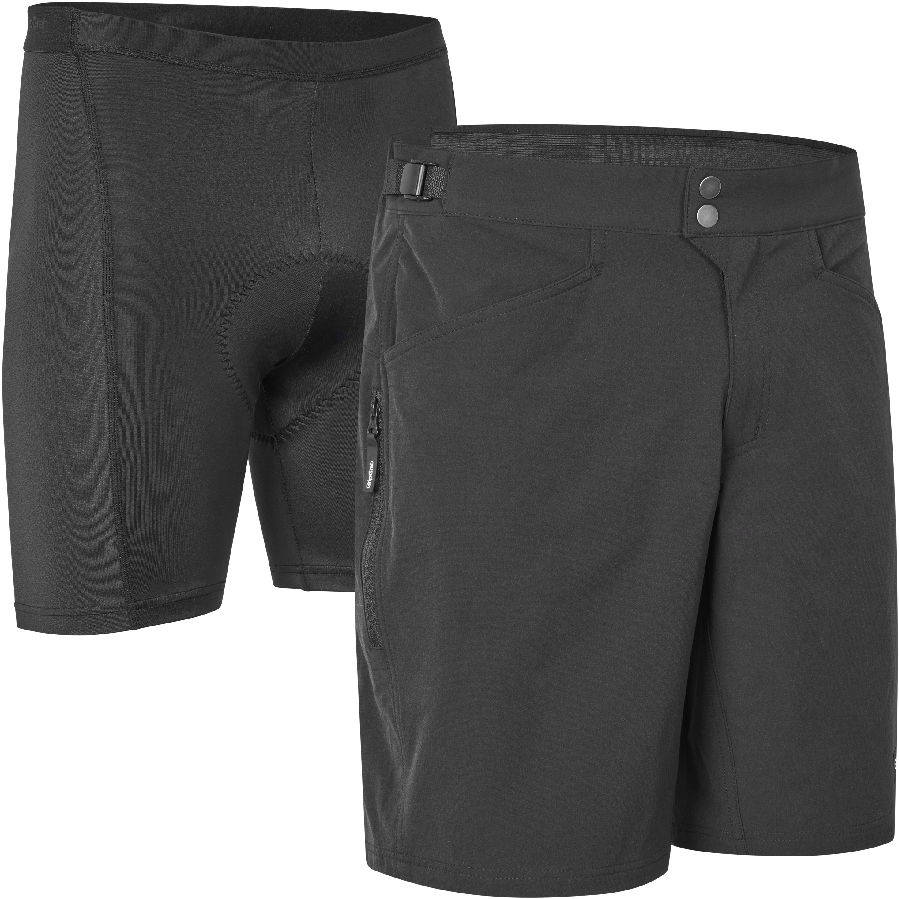 GripGrab Flow 2-i-1 Cykelshorts - Sort tilbud!