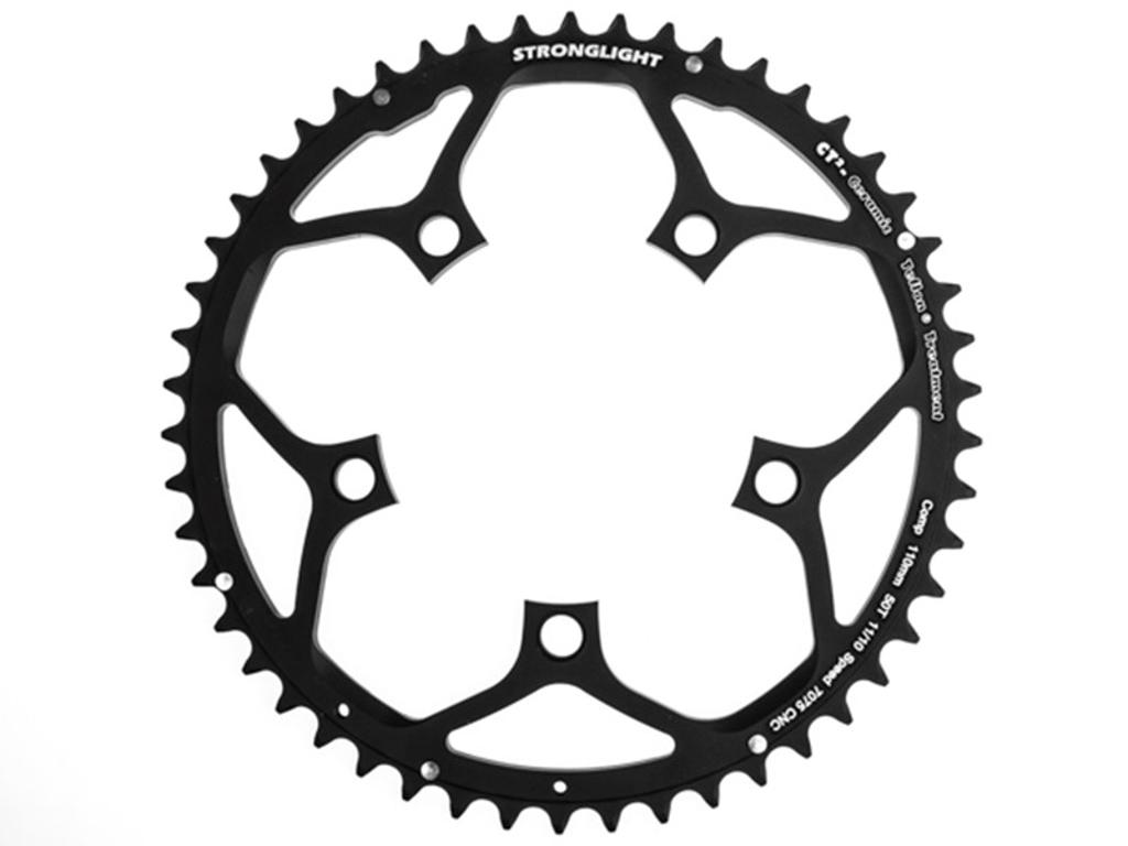 Stronglight klinge - 50 tands - ø110 mm - 5 huller - 2x10/11 speed - Alu - Sort