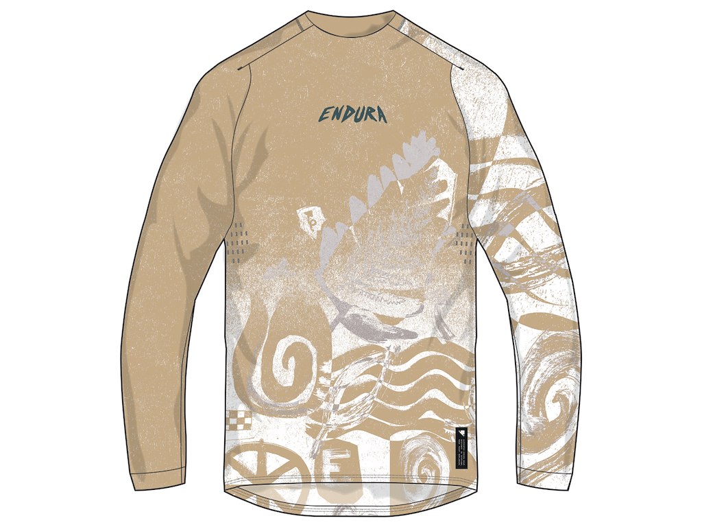 Endura Singletrack Printed Tee - Cykeltrøje - Lange ærmer - Brun - Str. 3XL