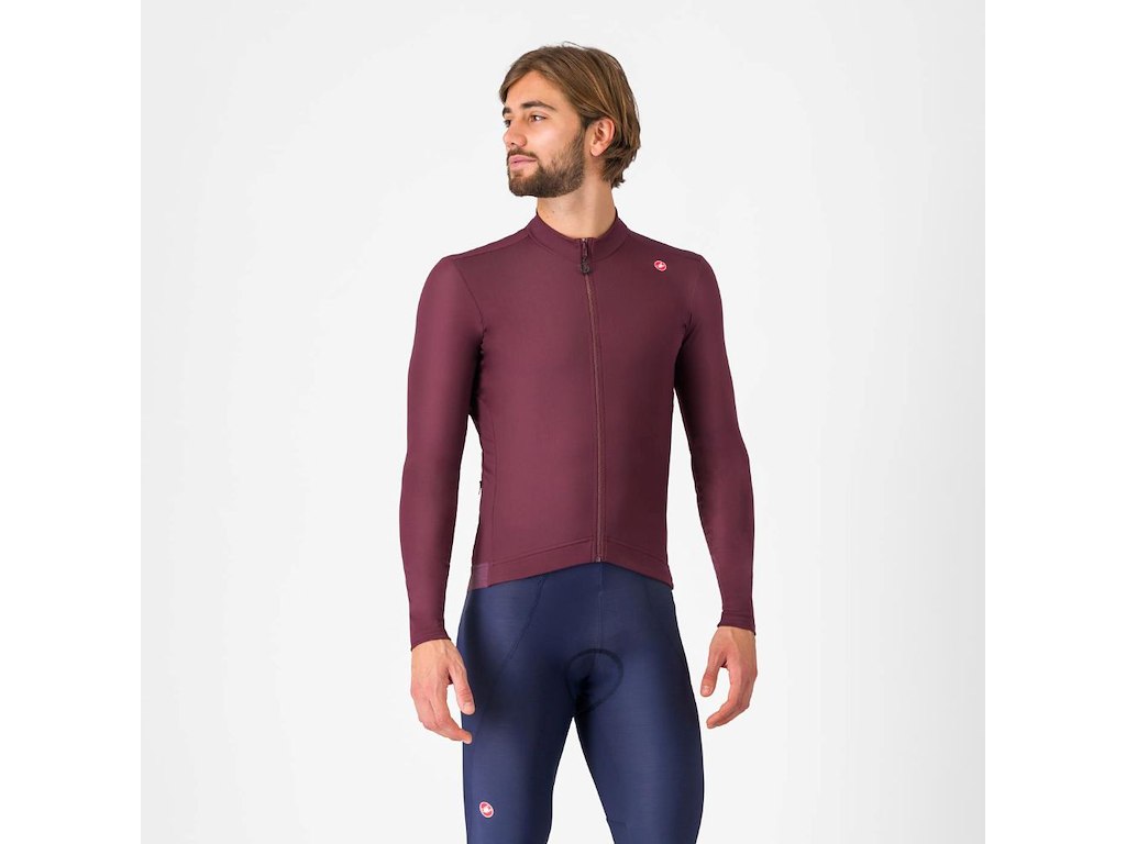 Castelli Espresso Thermal Jersey - Cykeltrøje - Lange Ærmer - Deep Bordeaux - XS
