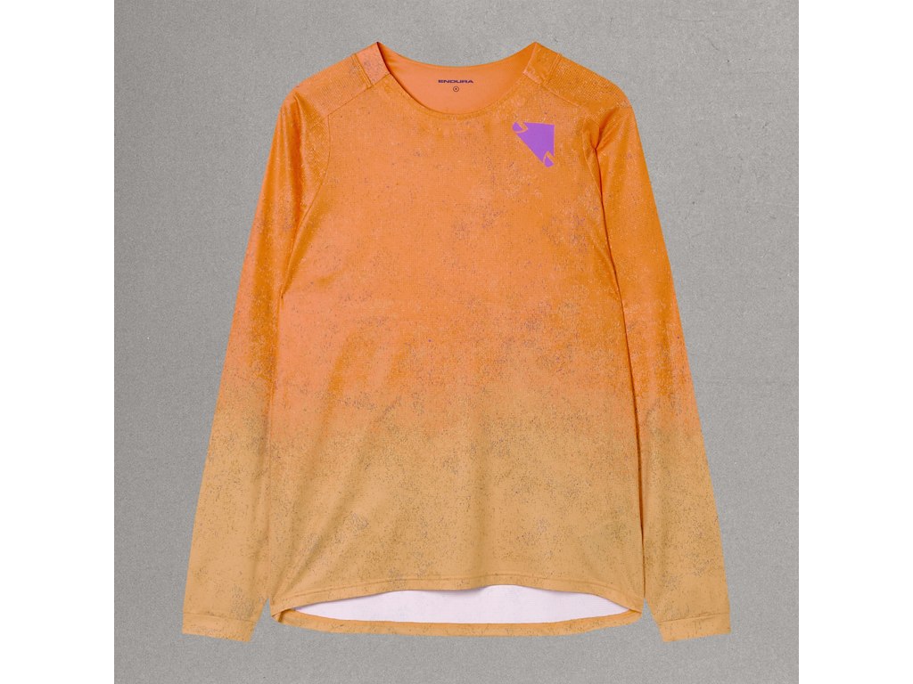 Endura Singletrack Printed Tee - Cykeltrøje - Lange ærmer - End Orange - Str. S