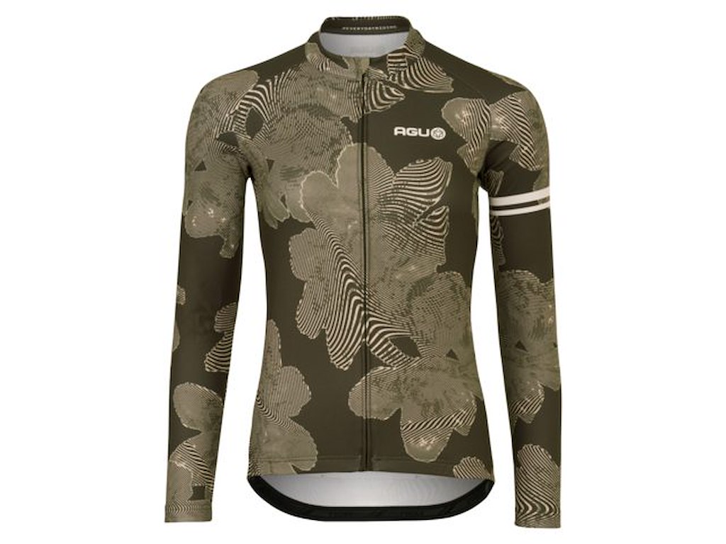 AGU Essential Striped Flower Jersey - Cykeltrøje - Lange ærmer - Dame - Forest Green - XL