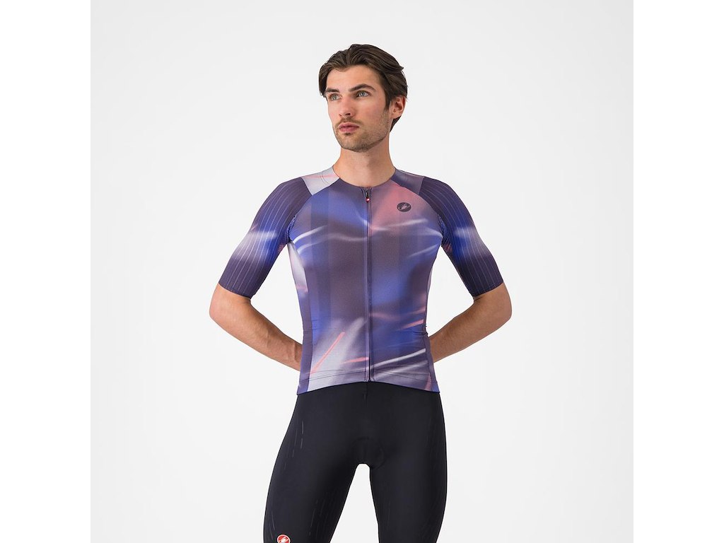 Castelli Aero Race 8S Jersey - Cykeltrøje - Korte Ærmer - Herre - Night Shade/Rosa Giro - M