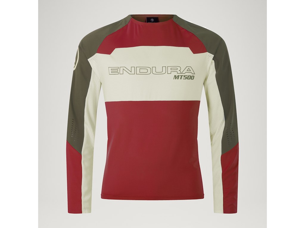 Endura - MT500 BURNER - JERSEY - Lange ærmer - Rød-Hvid-Grøn - XL