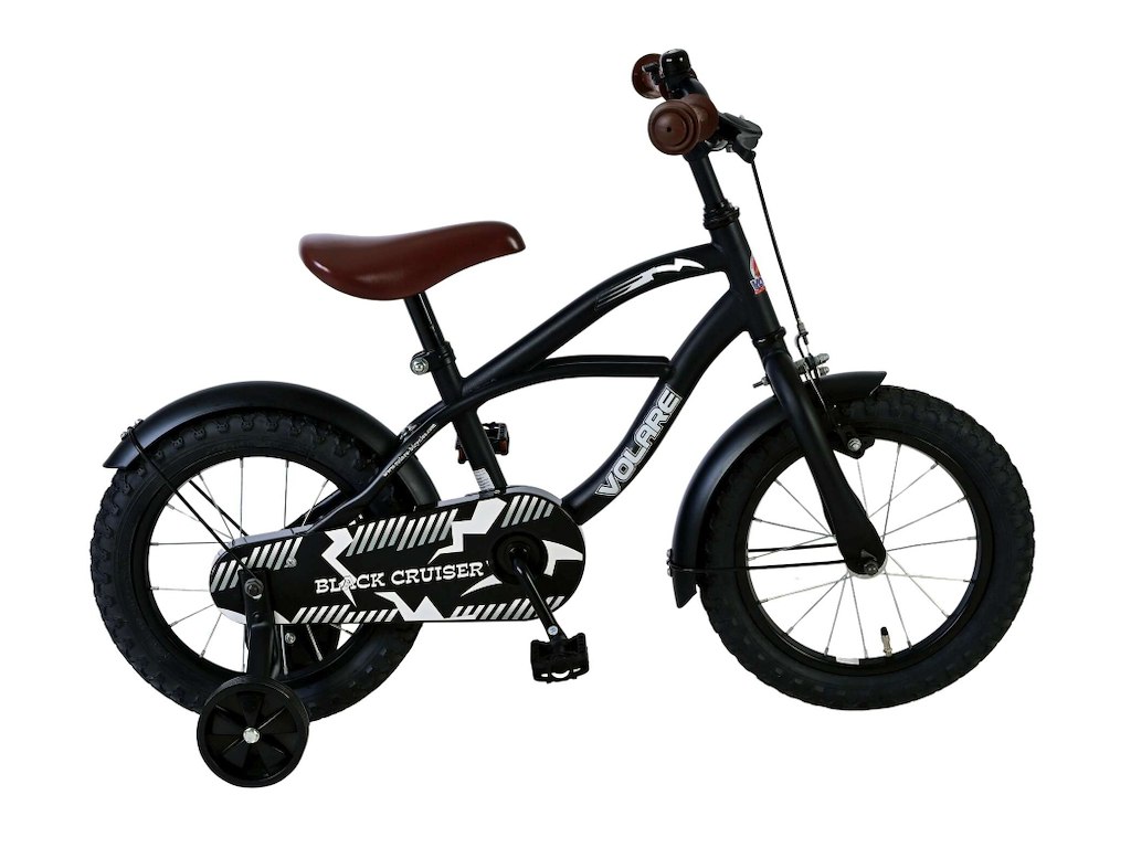 Volare Black Cruiser Børnecykel - 14" med støttehjul - Sort