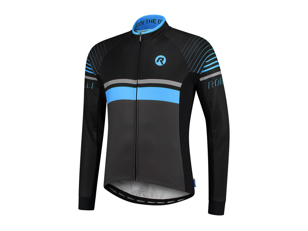 Rogelli Hero - Cykeltrøje - Lange ærmer - Grå/Sort/Blå - Str. 2XL