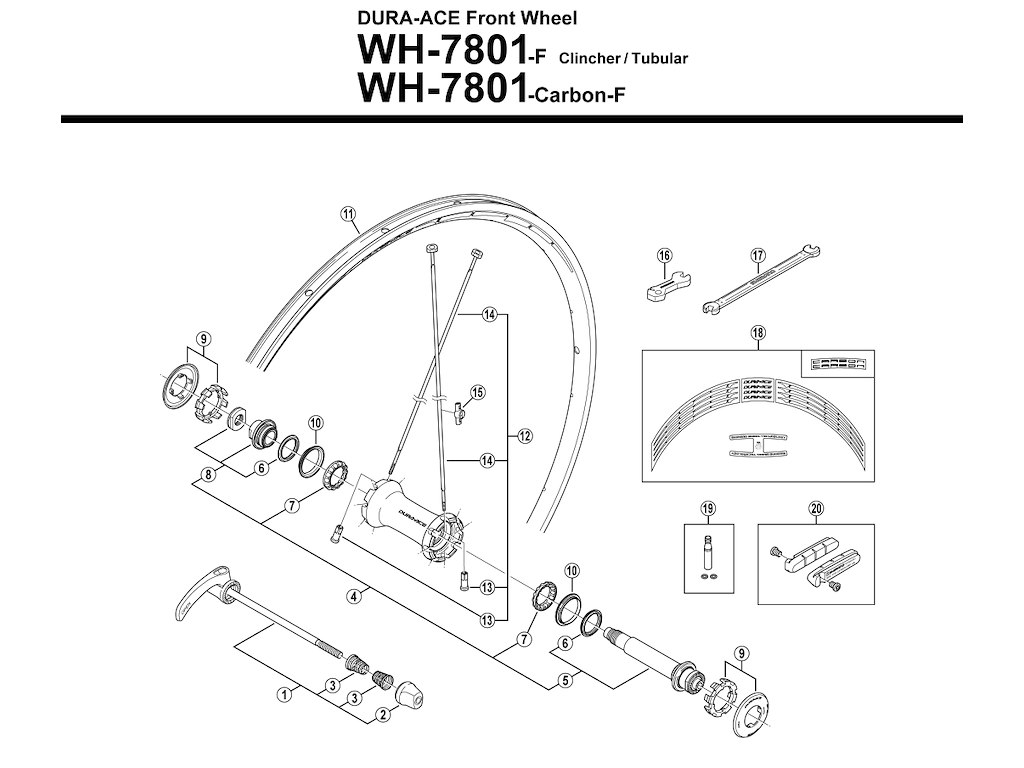 Shimano WH7801 SL foraksel komplet - 99,3mm lang