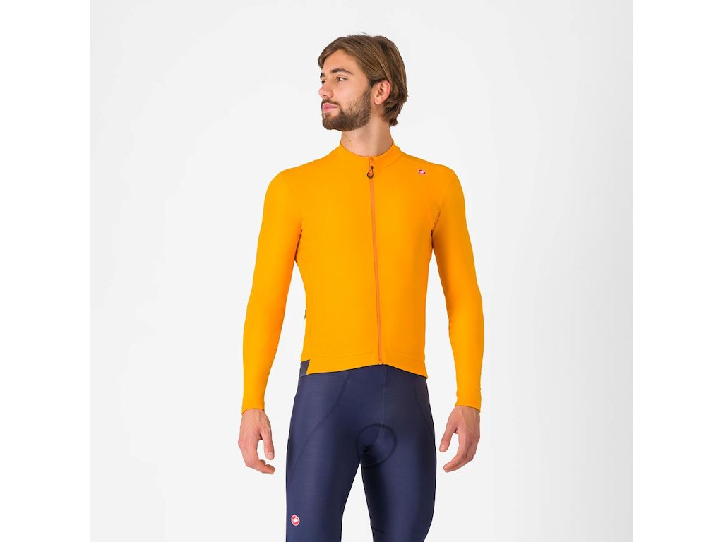 Castelli Espresso Thermal Jersey - Cykeltrøje - Lange Ærmer - Mango Mojito/Dark Gray - S