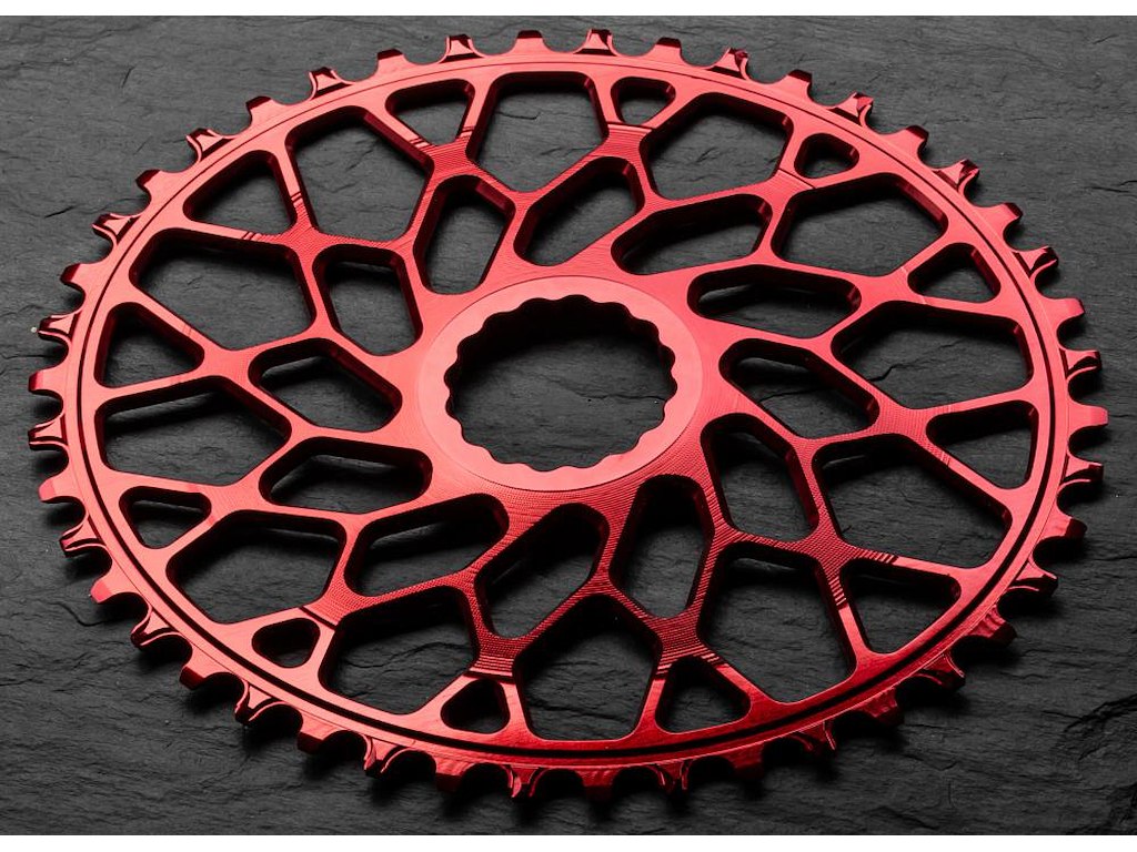 Absolute Black Singlespeed Klinge 44T Oval Direkte Montering Rød